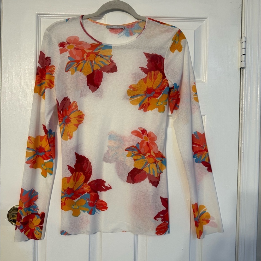 Zara Multicolor Floral Long Sleeve Top